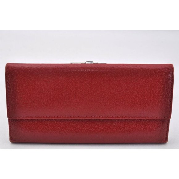 Gucci red leather wallet w square silver G clasp - Picture 8 of 15